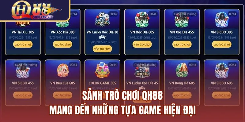 Sảnh trò chơi mang đến những tựa game hiện đại